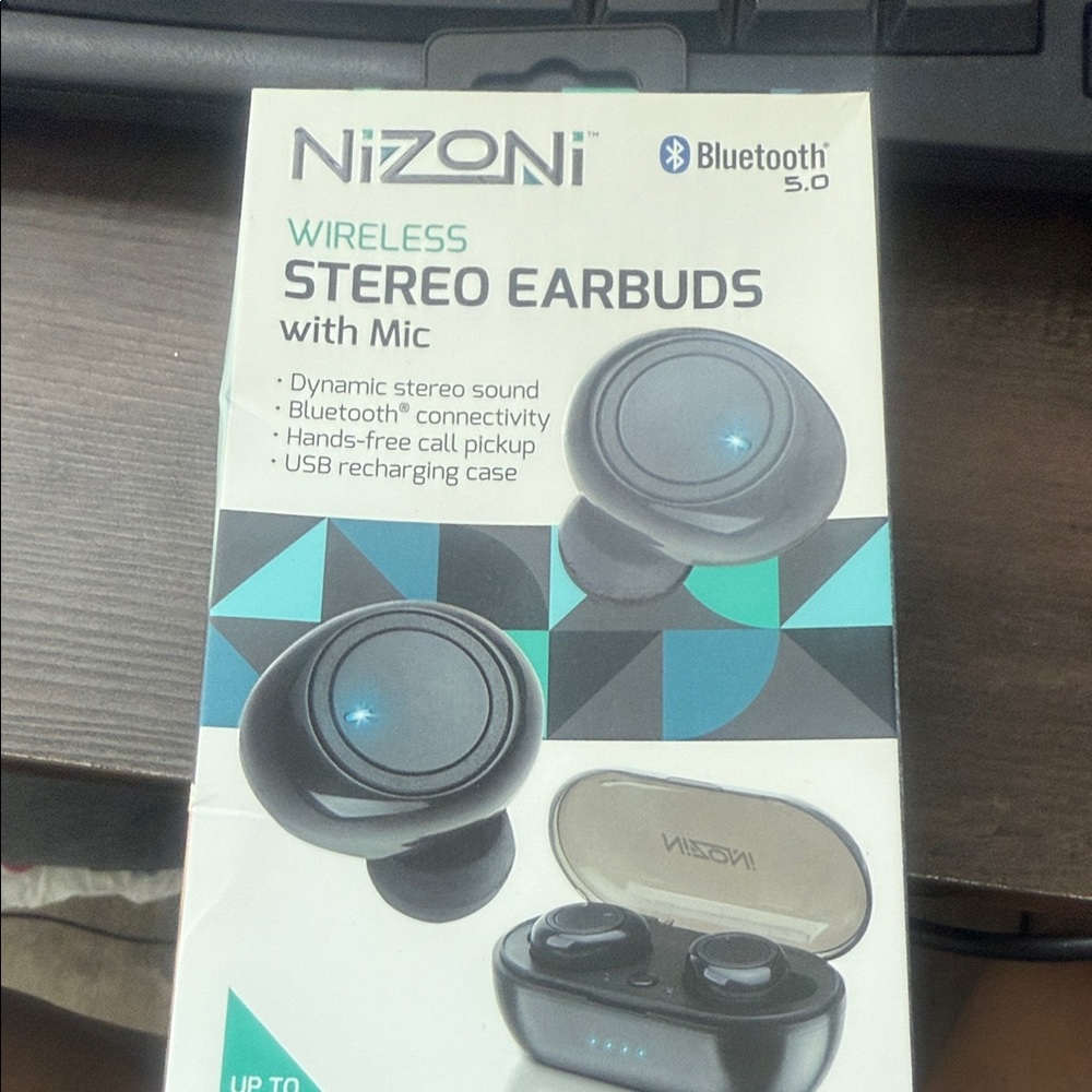 Black Wireless Stereo Earbuds with Mic